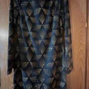 Vince Camuto Black and Gold Geometric Dress